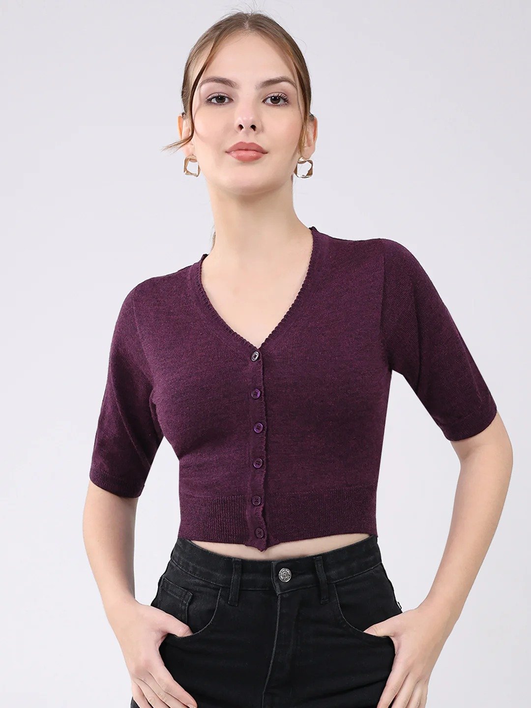 PlumCharm Ribbed Crop Top